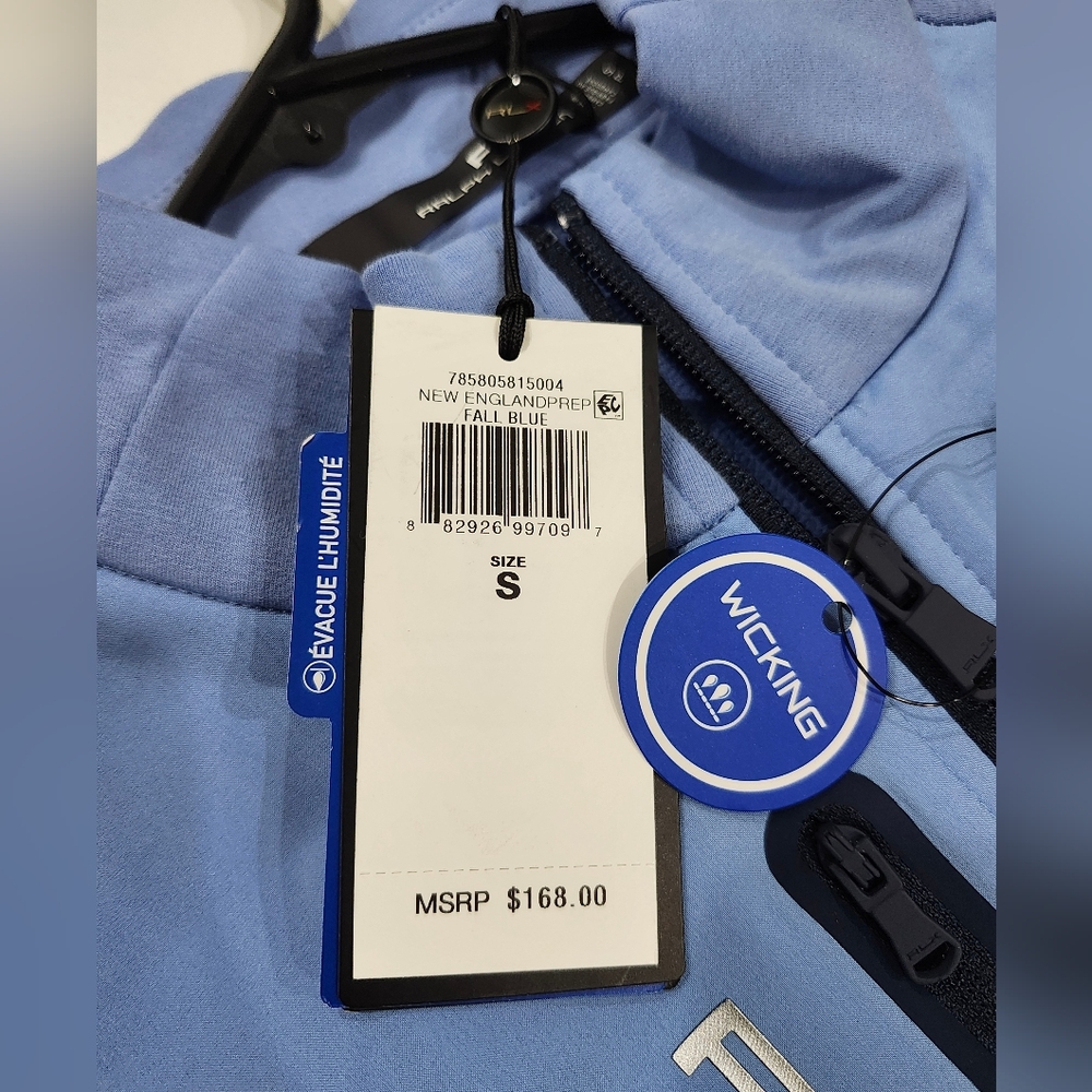 RLX Ralph Lauren Men's Fall Blue Lightweight Wicking Full Zip Vest Size Small NW - Picture 4 of 7